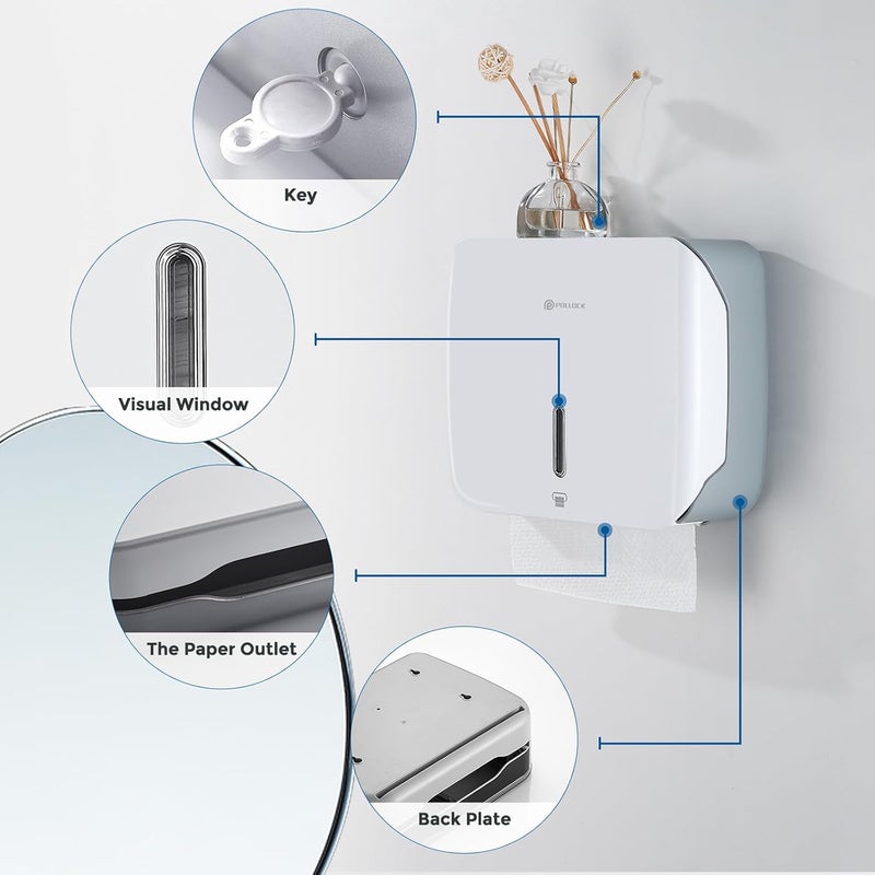 pollock Paper Towel Holder Dispenser Wall Mount,Multifold/Trifold/C Fold Hand Towel Dispenser,Commercial Paper Towel Dispenser for Bathroom Tissue Dispenser,Large Capacity 200 Sheets - Image 5